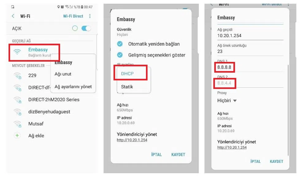 DNS ayarları