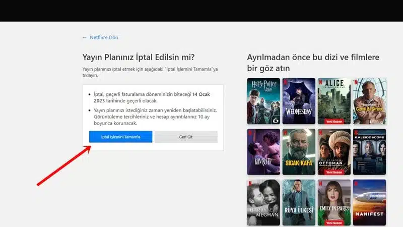 Netflix üyelik iptal etme